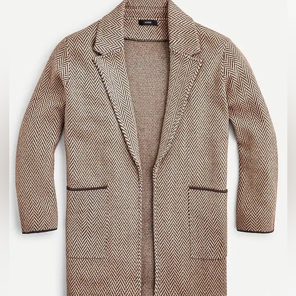 J.Crew Sophie open-front sweater-blazer in chevron